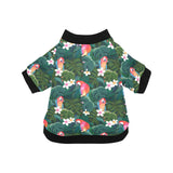 Parrot Palm tree leaves flower hibiscus pattern All Over Print Pet Dog Round Neck Fuzzy Shirt