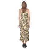 Leopard skin print V-Neck Open Fork Long Dress
