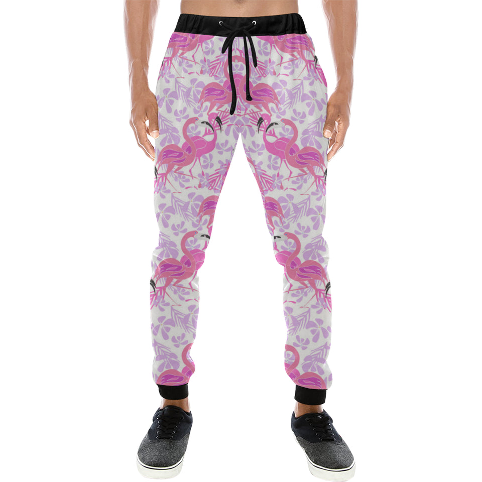 Pink flamingo flower pattern Unisex Casual Sweatpants