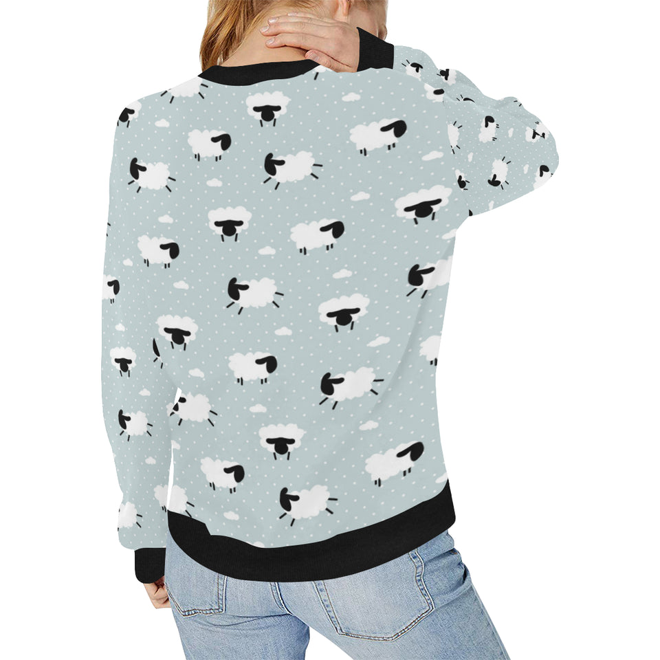 Sheep polka dot cloud pattern Women's Crew Neck Sweatshirt