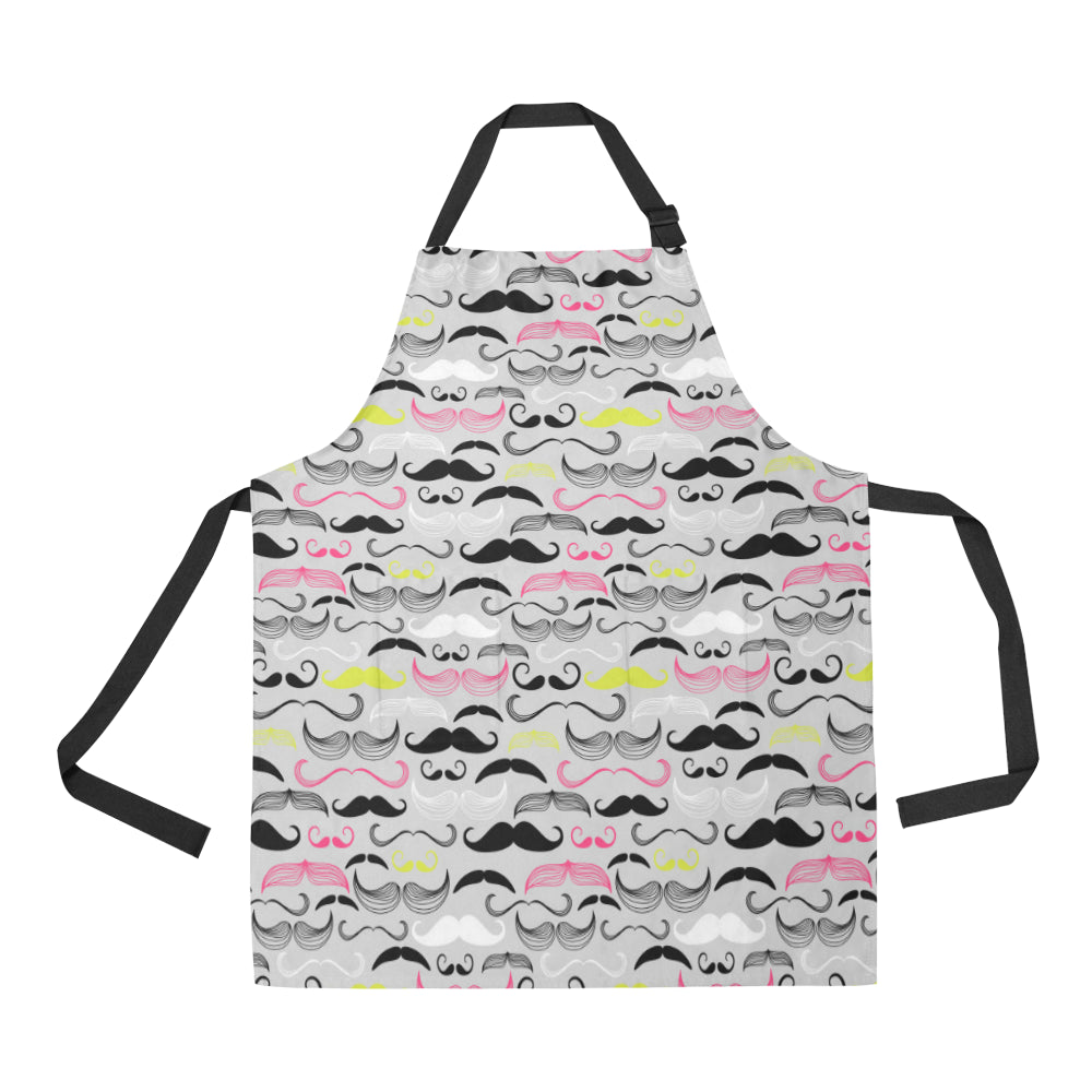 Mustache Beard Pattern Print Design 02 All Over Print Adjustable Apron