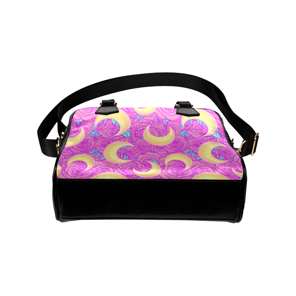 Moon pink rose background Shoulder Handbag