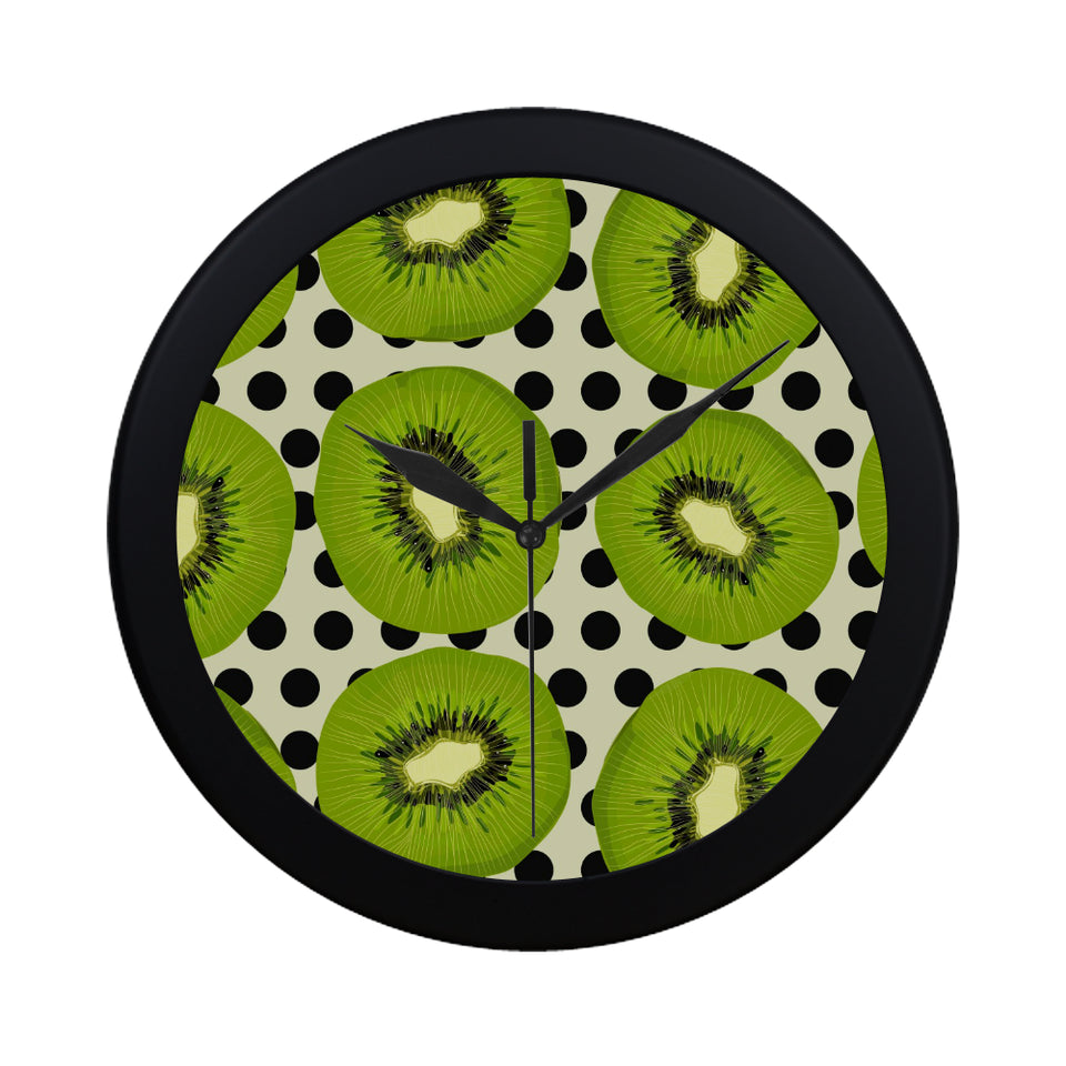 kiwi black dot background Elegant Black Wall Clock