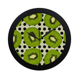 kiwi black dot background Elegant Black Wall Clock