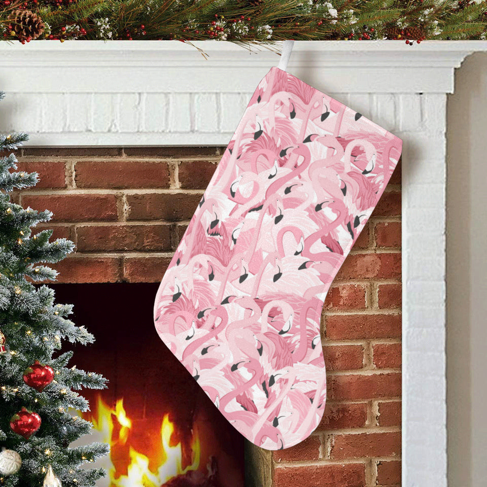 Pink flamingos pattern background Christmas Stocking