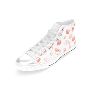 Sushi pattern Women's High Top Canvas Shoes White