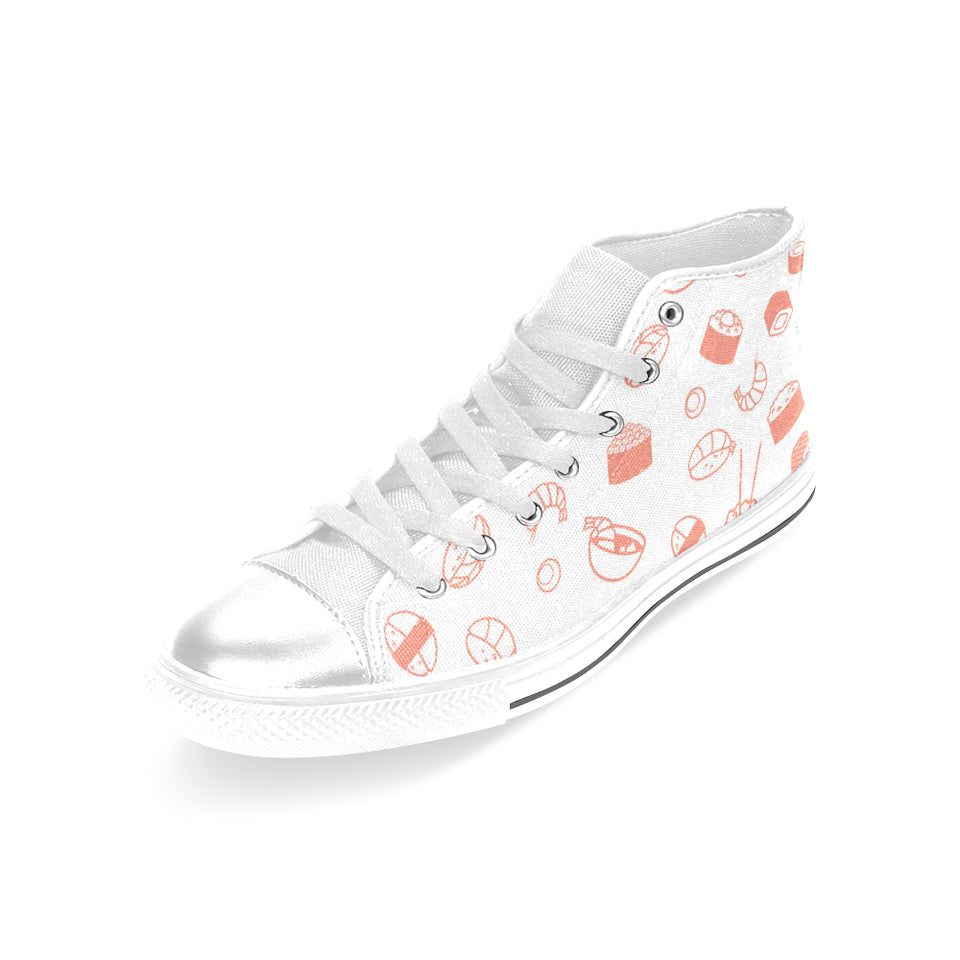 Sushi pattern Women's High Top Canvas Shoes White