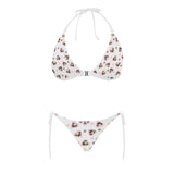 Cute pugs pink heart paw pattern Sexy Bikinis Two-Piece Swimsuits