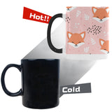 Cute fox pattern pink background Morphing Mug Heat Changing Mug