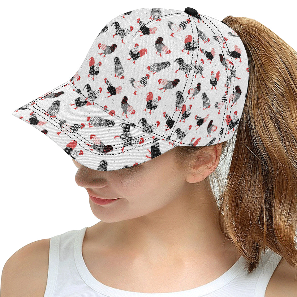 Cool rooster chicken cock floral ornament backgrou All Over Print Snapback Cap