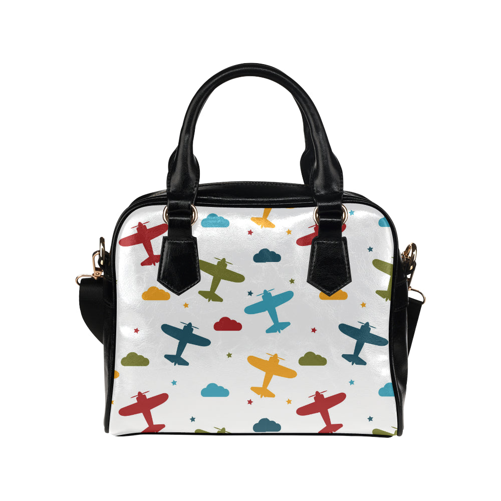 Airplane star cloud colorful Shoulder Handbag