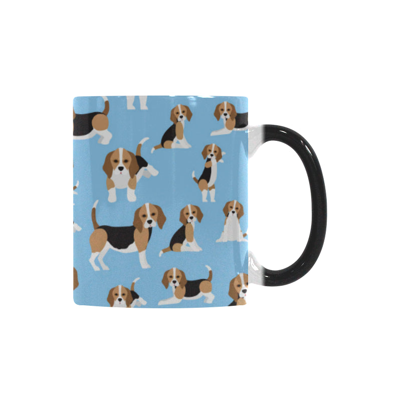 Beagle dog blue background pattern Morphing Mug Heat Changing Mug