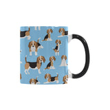 Beagle dog blue background pattern Morphing Mug Heat Changing Mug