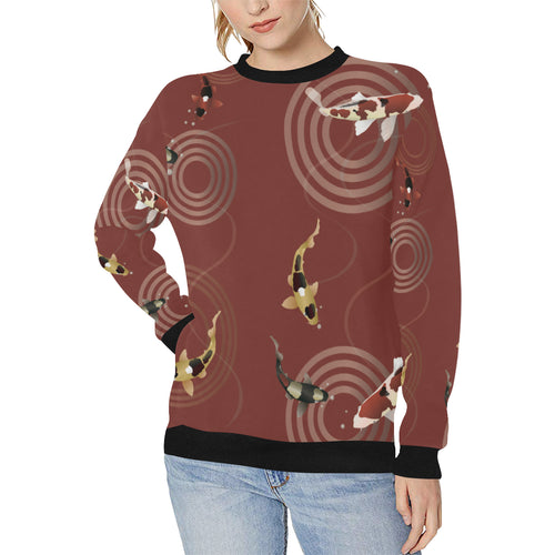 Fancy Carp red background Women's Crew Neck Sweatshirt