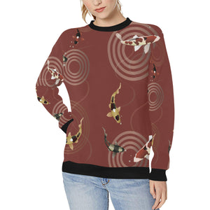 Fancy Carp red background Women's Crew Neck Sweatshirt