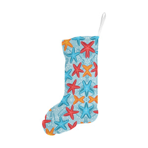 Blue red orange starfish pattern Christmas Stocking
