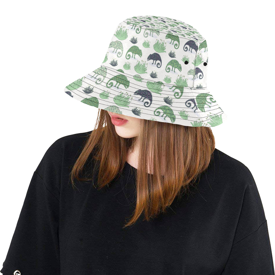 Chameleon lizard succulent plant pattern Unisex Bucket Hat