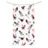 Cool rooster chicken cock floral ornament backgrou Bath Towel
