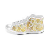 Gold grape pattern Men's High Top Canvas Shoes White