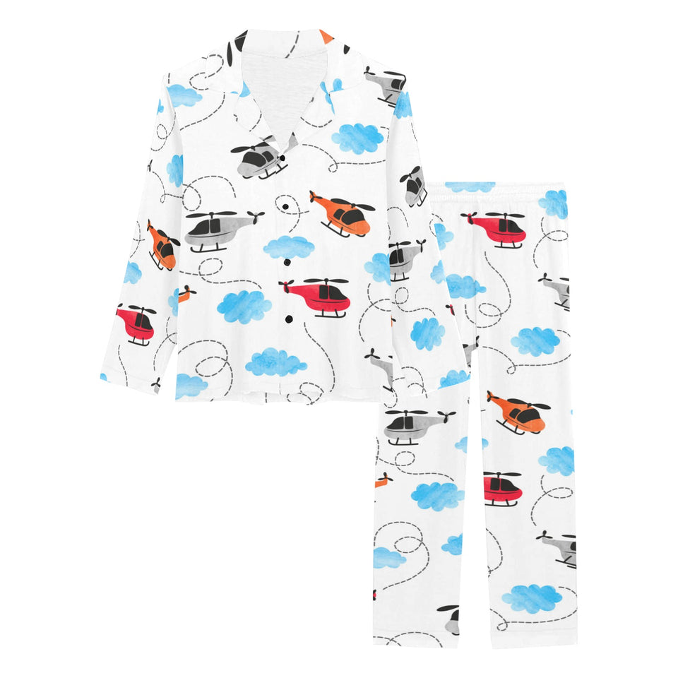 Watercolor helicopter cloud pattern Women's Long Pajama Set