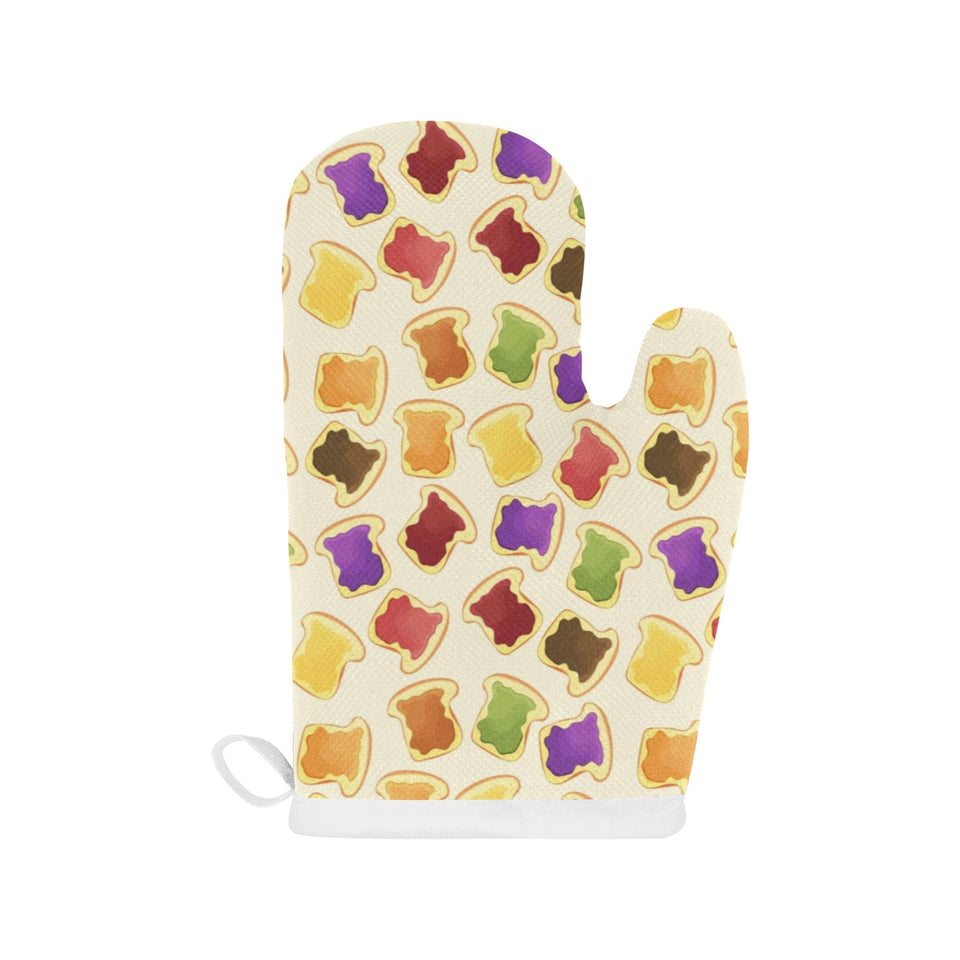 Bread Toast Pattern Print Design 02 Heat Resistant Oven Mitts
