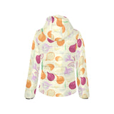 Onion garlic white red pattern Women's Padded Hooded Jacket
