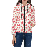 Rose Pattern Print Design 01 Women's Padded Hooded Jacket