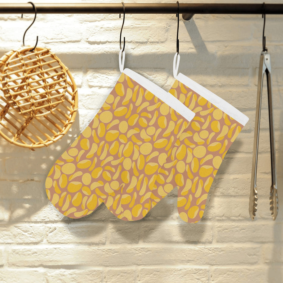 Potato Chips Pattern Print Design 01 Heat Resistant Oven Mitts