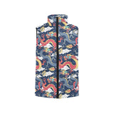 Blue red dragon cloud pattern Women's Padded Vest