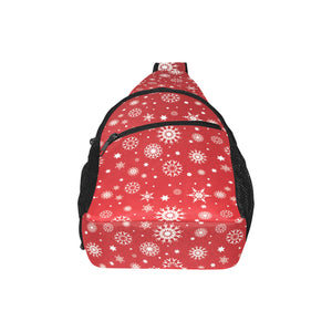 Snowflake pattern red background All Over Print Chest Bag