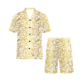 Rose Pattern Print Design 05 Men's V-Neck Short Pajama Set