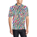 Colorful zebra skin pattern Men's All Over Print Polo Shirt