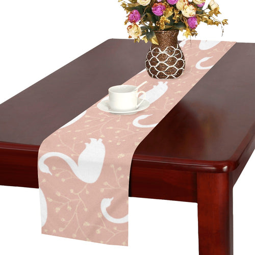 Swan flower light pink background Table Runner