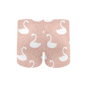Swan flower light pink background Men's Swimming Trunks