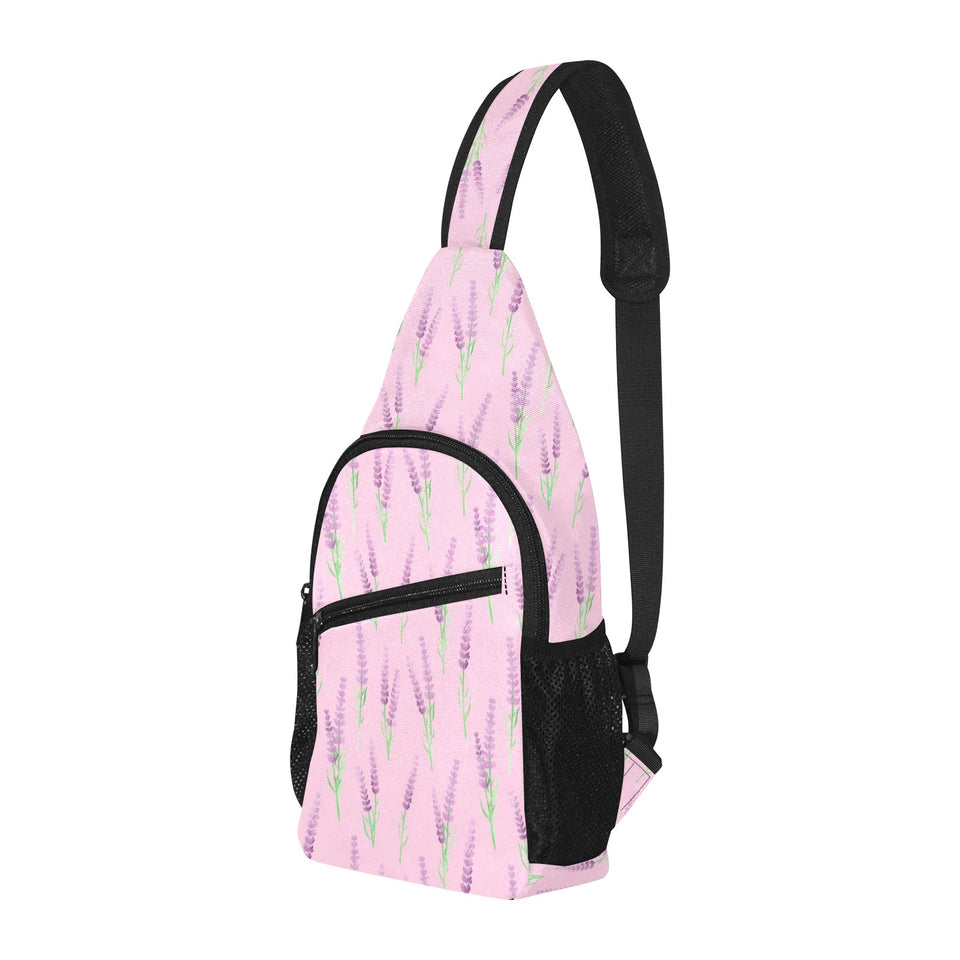 Lavender pattern pink background All Over Print Chest Bag