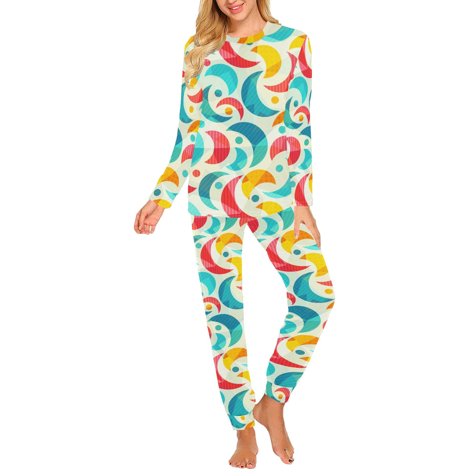 Colorful moon pattern Women's All Over Print Pajama Set