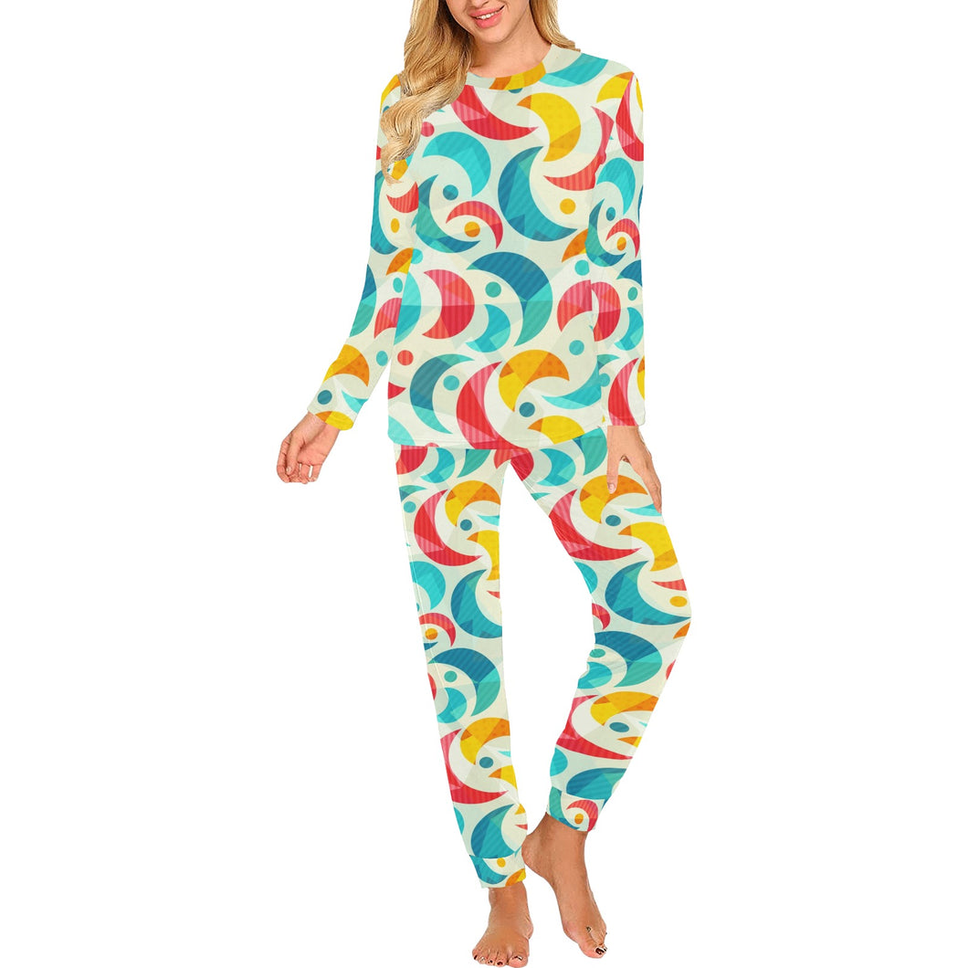 Colorful moon pattern Women's All Over Print Pajama Set