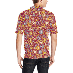 Gear Pattern Print Design 04 Men's All Over Print Polo Shirt