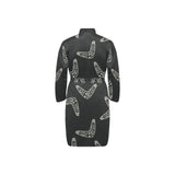 Hand drawn boomerang Australian aboriginal ornamen Men's Long Sleeve Belted Night Robe