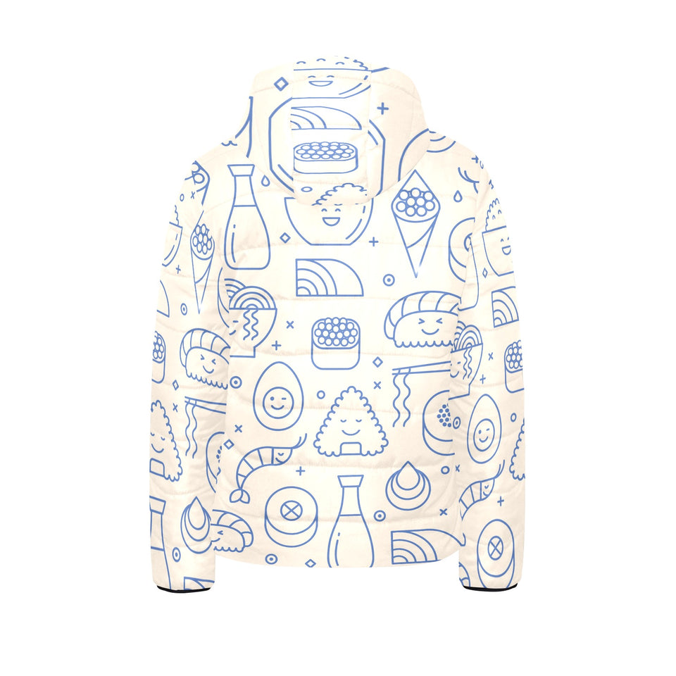 Cute sushi icon pattern Kids' Boys' Girls' Padded Hooded Jacket