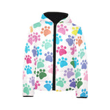 Dog Paws Pattern Print Design 01 Kids' Boys' Girls' Padded Hooded Jacket