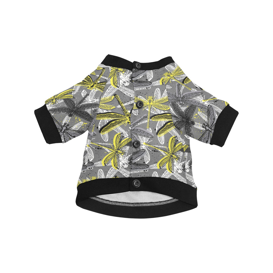 Hand drawn dragonfly pattern All Over Print Pet Dog Round Neck Fuzzy Shirt