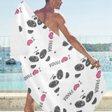 Hand Drawn faces of pandas pattern Beach Towel