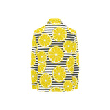 slice of lemon design pattern Women's Long Sleeve Polo Shirt