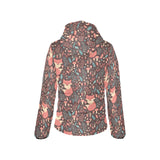 fox leaves mushroom pattern Women's Padded Hooded Jacket