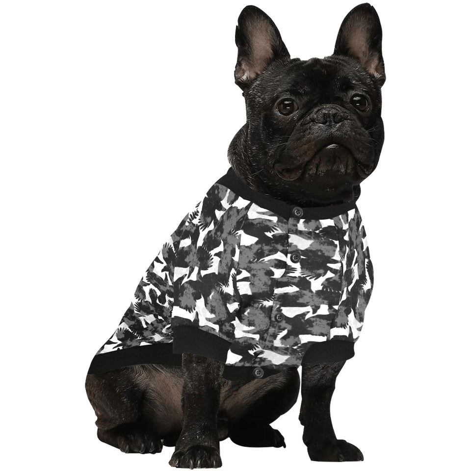 Crow illustration pattern All Over Print Pet Dog Round Neck Fuzzy Shirt