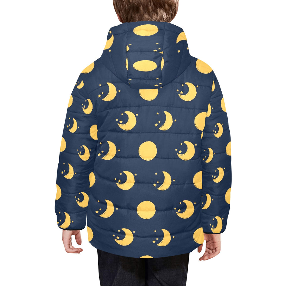 Moon star pattern Kids' Boys' Girls' Padded Hooded Jacket