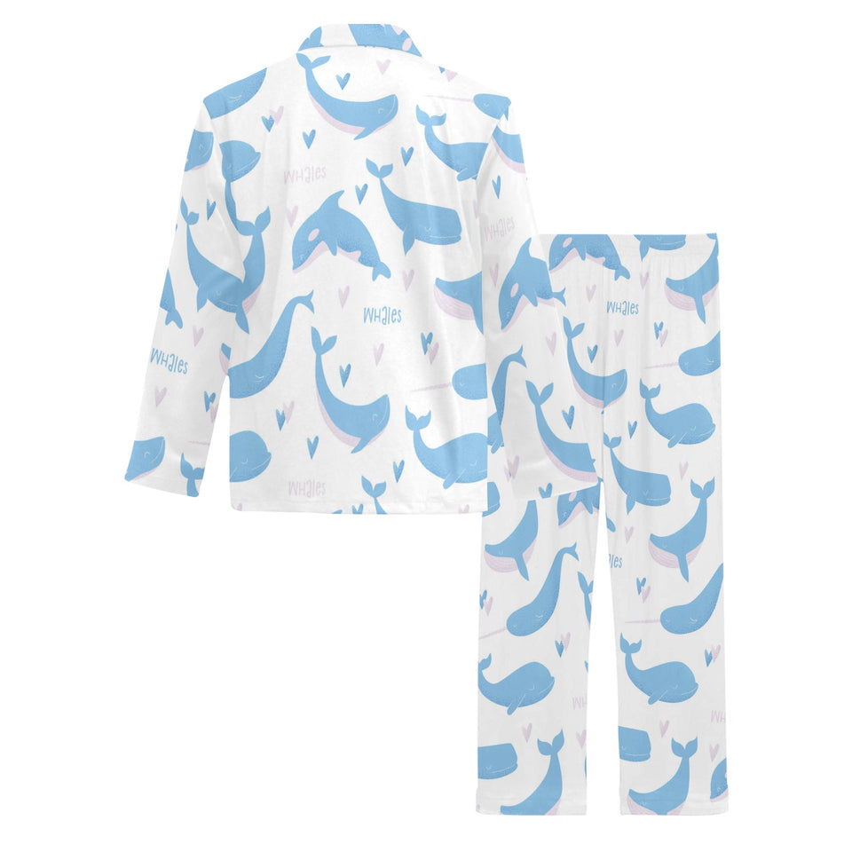 Blue whale pattern Men's Long Pajama Set