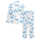 Blue whale pattern Men's Long Pajama Set