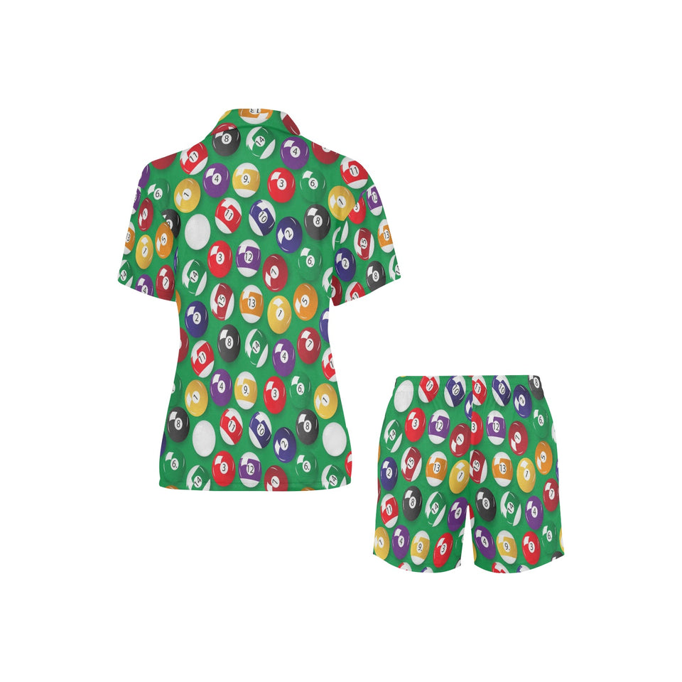 Billiard Ball Pattern Print Design 02 Women's V-Neck Short Pajama Set